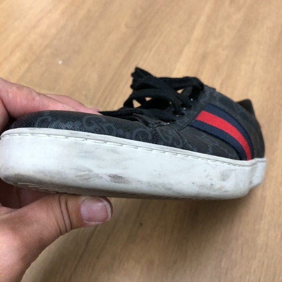 Gucci Ace GG Supreme Sneakers Mens 7 Black Streetwear Comfort Designer - Picture 13 of 15